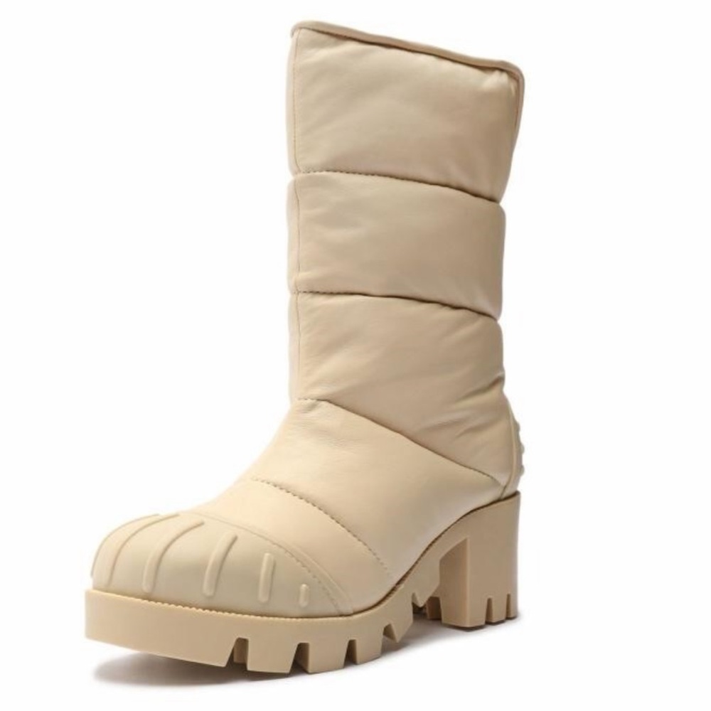 Schutz Eugenia Eggshell Nappa LEATHER Pull On Boots 6